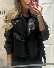 Load image into Gallery viewer, BLACK LEATHER LOOK JACKET