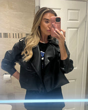 Load image into Gallery viewer, BLACK LEATHER LOOK JACKET